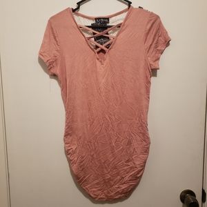 Blush colored, cinched shirt